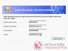 Panel de Administrador - Pantalla de login